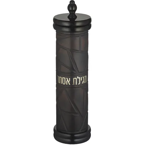 בית מגילה אשכנזי עץ + קוטר 9 ס"מ אקריליק עם פלקטה עבור קלף 25 ס"מ
