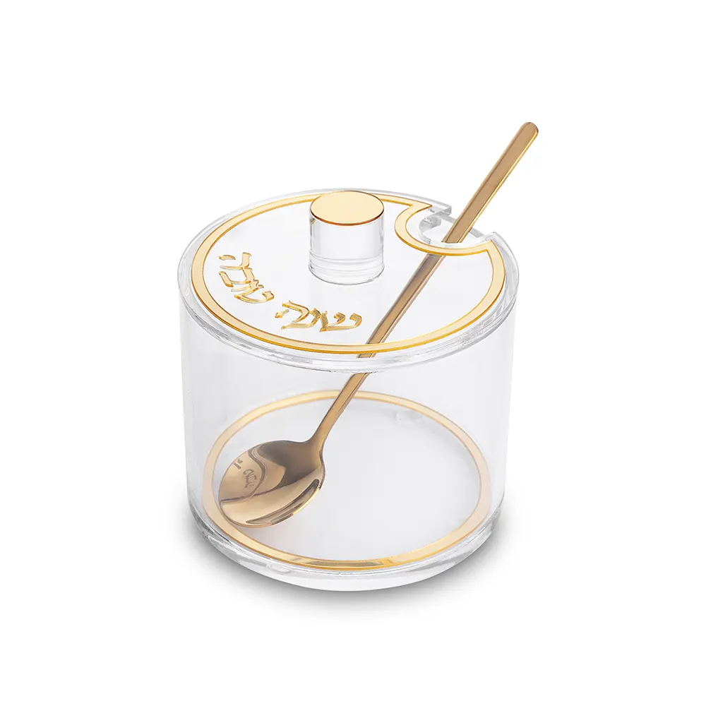 כלי לדבש אקריליק גימור זהב 8.5 ס"מ